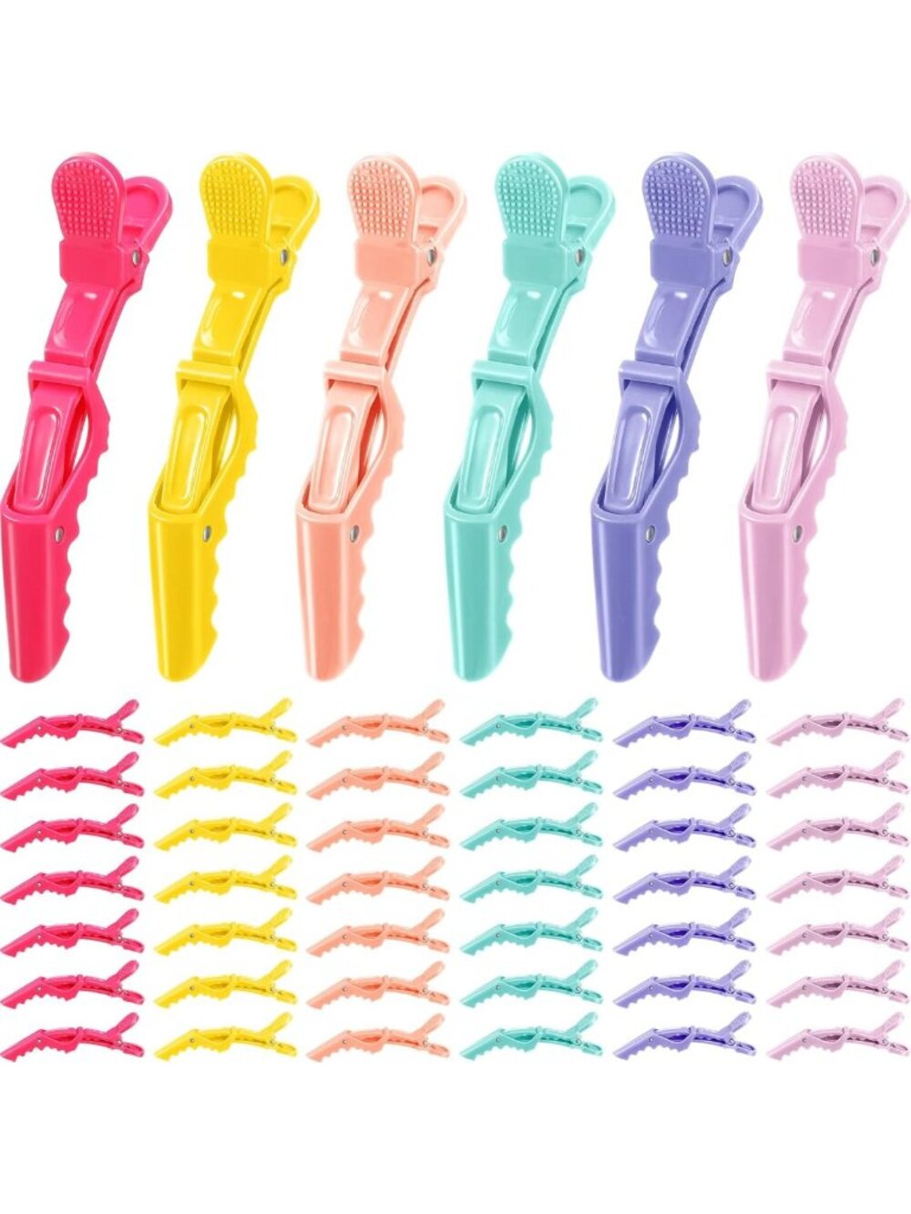 50 Pcs Alligator Hair Clips - Wide Teeth Double Hinged Salon Styling Accessories